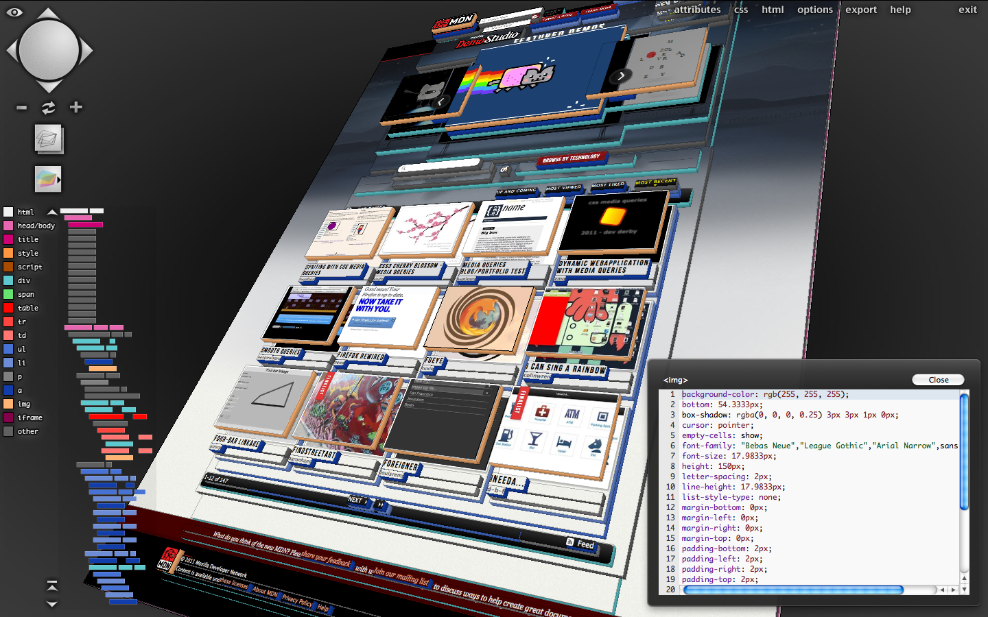 tilt and visualise web page 3d