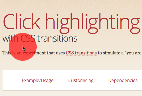 click highlighting with CSS