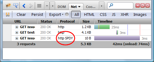 Firebug SPDY in Net panel