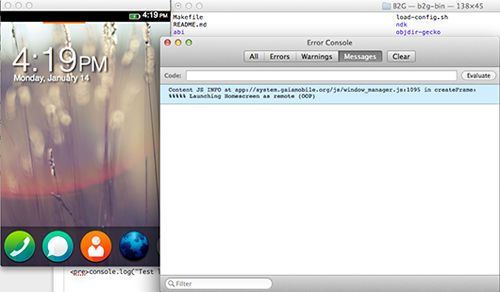 Screen shot of B2G desktop running with jsconsole
