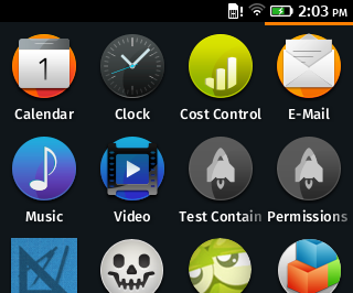 Screen shot of FirefoxOS showing calendar app icon
