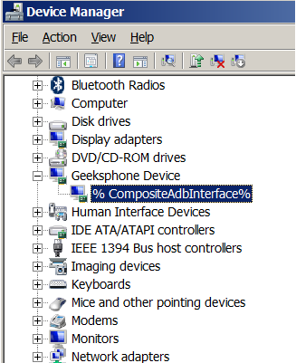 Device manager with drivers updated