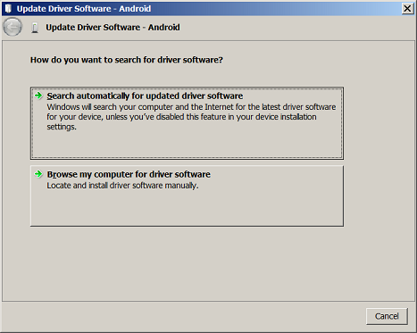 Update driver dialog