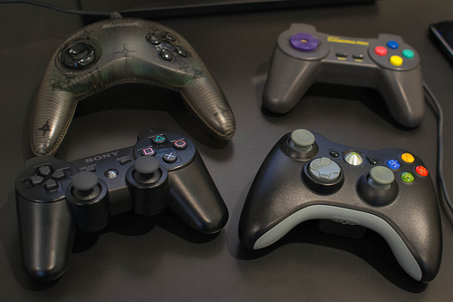 A collection of game controllers