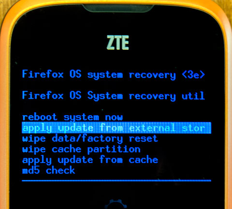 Firefox OS Recovery Mode