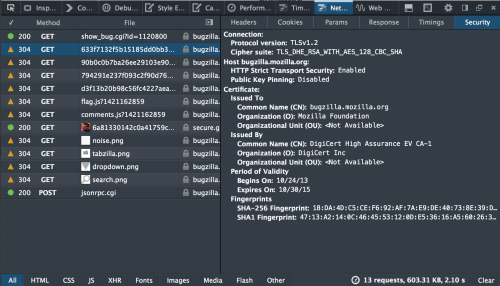 DevTools Security Panel, new in Firefox 37