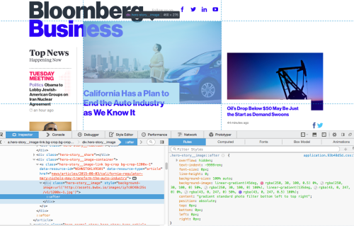 Screenshot of bloomberg.com's CSS with a CSS gradient