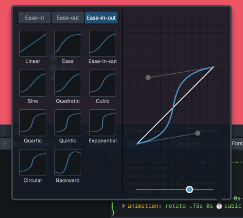 Screenshot of the visual cubic-bezier curve editor
