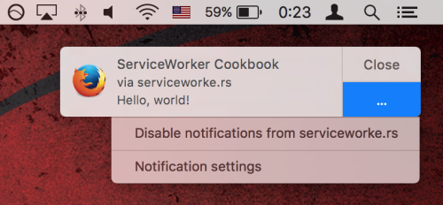 Screenshot of a Push Notification on Mac OS X
