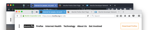 Screenshot of the new compact themes in Firefox