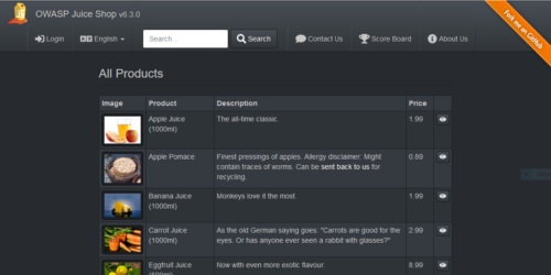 Screenshot of OWASP Juice Shop 