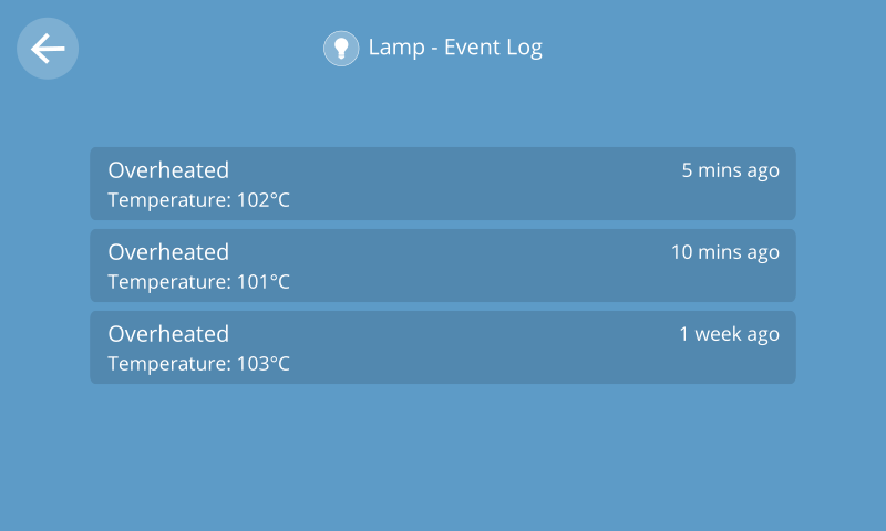 Screenshot of event log UI 
