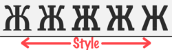 Illustration of the Slovic font's letterforms morphing with different values of the "style" variable font axis