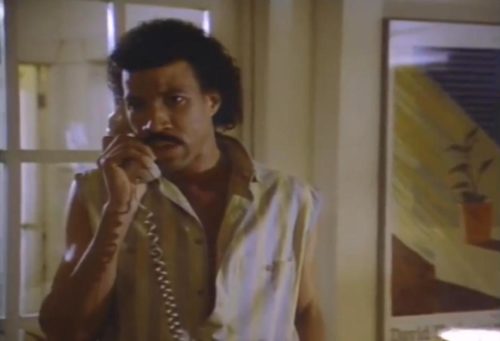 Lionel Richie answering an 80's telephone from the video for "Hello"