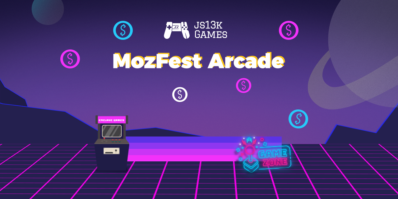 Decorative banner for the js13K Games MozFest Arcade