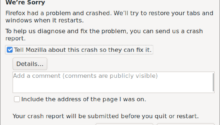 The crash reporter dialog on Linux.
